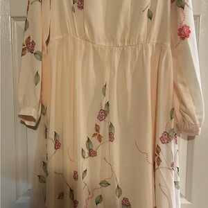 Floral Long Sleeve Dress - Cream